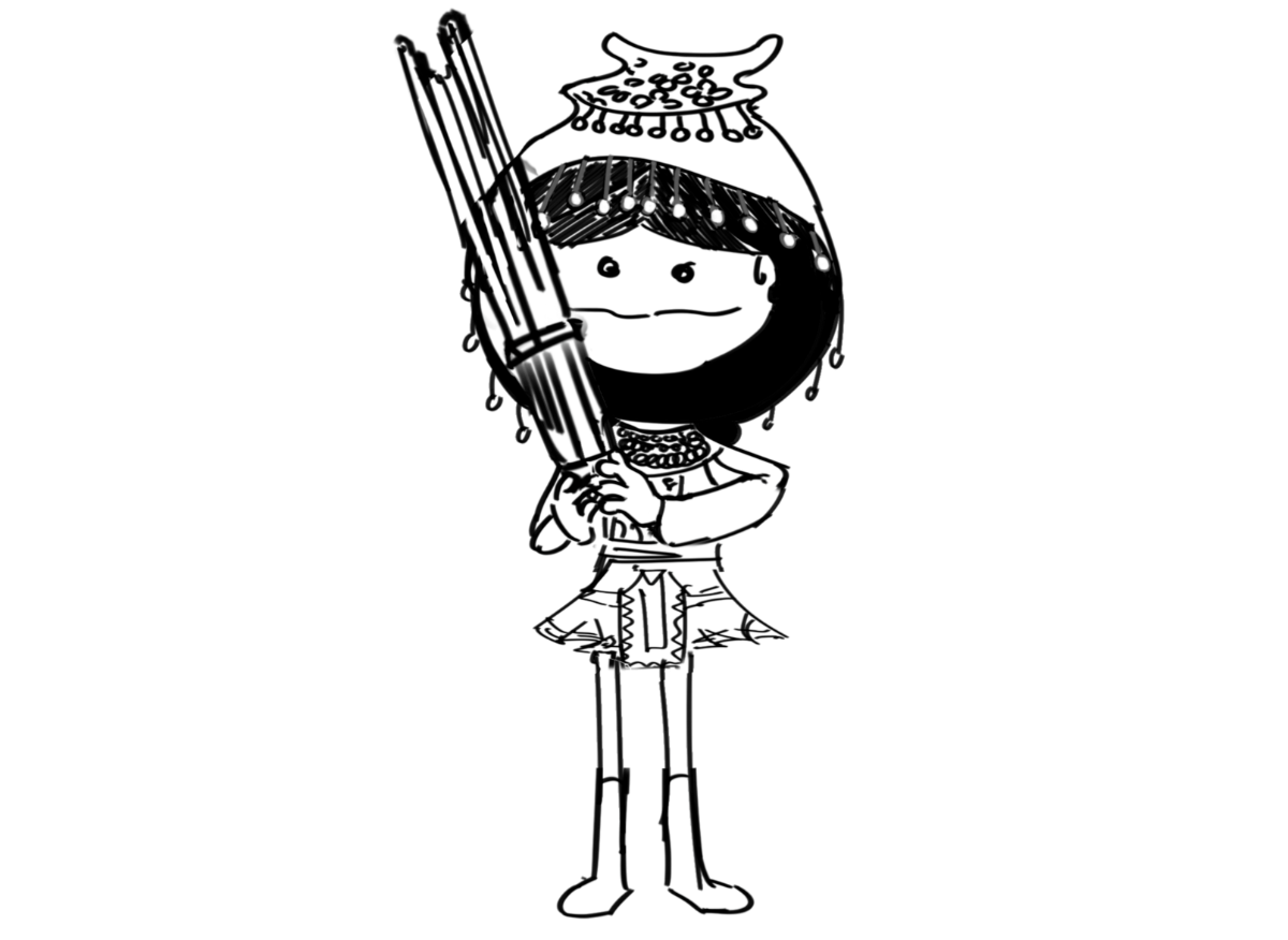 Airship mascot with tabla drums